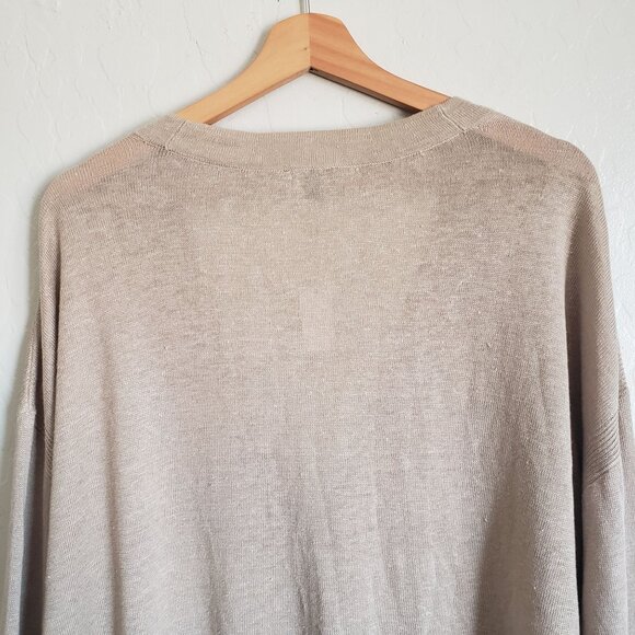 Talbots 100% Linen V-Neck Button Front Long Cardigan Tan Sz Women's 2X Plus NEW - Picture 8 of 11